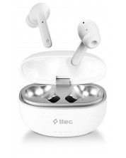 Безжични слушалки ttec - AirBeat Pro, TWS, ANC, бели -1