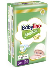 Бебешки пелени Babylino - Sensitive, Cotton Soft, VP, размер 3, 4-9 kg, 56 броя -1