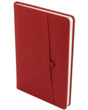 Бележник Spree - С джоб за GSM и химикалка, 112 листа, червен -1