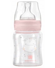 Бебешко стъклено шише KikkaBoo Hippo Dreams - 120 ml, розово
