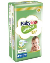 Бебешки пелени Babylino - Sensitive, Cotton Soft, VP, размер 4+, 10-15 kg, 46 броя -1