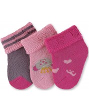 Бебешки хавлиени чорапи Sterntaler - 13-14 размер, 3 чифта, розови