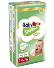 Бебешки пелени Babylino - Sensitive, Cotton Soft, VP, размер 4, 8-13 kg, 50 броя