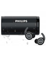Безжични слушалки Philips - ActionFit TAST702BK, черни -1