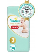 Бебешки пелени гащи Pampers - Premium Care 3, 48 броя -1