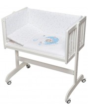 Бебешка мини кошара Interbaby - Мече, със спален комплект, син -1