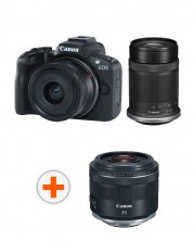 Безогледален фотоапарат Canon - EOS R50 + RF-S 18-45mm, f/4.5-6.3 IS STM + 55-210mm, f/5-7.1 IS STM + Обектив Canon - RF 35mm f/1.8 IS Macro STM -1