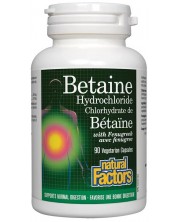 Betaine Hydrochloride, 90 капсули, Natural Factors