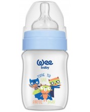 Бебешко шише Wee Baby Classic Plus - Котета, 150 ml, синьо