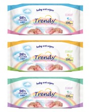 Бебешки мокри кърпички с капак Trendy - 120 броя, асортимент -1
