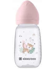 Бебешко шише с широко гърло KikkaBoo Clouds - Savanna, 310 ml, Pink -1
