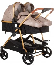 Бебешка количка за близнаци Chipolino - Дуо Смарт, златисто бежова