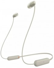 Безжични слушалки с микрофон Sony - WI-C100, бежови -1