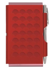 Бележник Troika Flip Notes - Red Scale, с метален калъф и химикалка