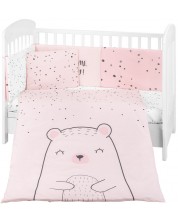 Бебешки спален комплект от 6 части KikkaBoo - Bear with me, Pink, 70 х 140 cm -1