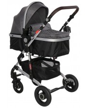Бебешка количка Lorelli - Alba Premium, с адаптори, Steel Grey  -1