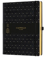 Бележник Castelli Copper & Gold - Honeycomb Gold, 19 x 25 cm, линиран