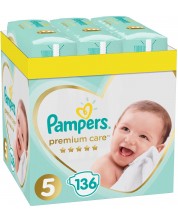 Бебешки пелени Pampers Premium Care - Размер 5, 11-16 kg, 136 броя -1