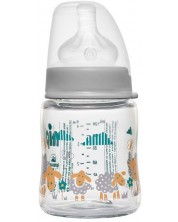 Бебешко стъклено шише NIP - Flow S, 0 м+, 120 ml -1