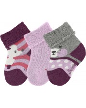 Бебешки хавлиени чорапи Sterntaler - С мишле, 15/16 размер, 4-6 месеца, 3 чифта