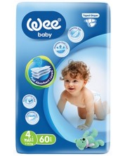 Бебешки пелени Wee Baby - Maxi, размер 4, 7-14 kg, 60 броя 