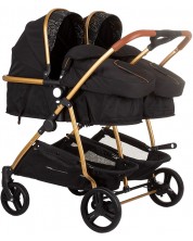 Бебешка количка за близнаци Chipolino - Дуо Смарт, обсидиан/листа -1