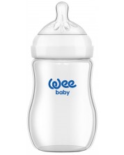 Бебешко стъклено шише Wee Baby - Natural, 250 ml -1