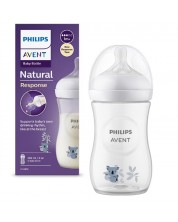 Бебешко шише Philips Avent - Natural Response 3.0, с биберон 1m+, 260 ml, Коала -1