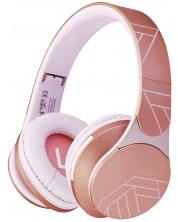 Безжични слушалки с микрофон PowerLocus - EDGE, розови/бели -1
