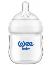 Бебешко стъклено шише Wee Baby - Natural, 125 ml -1