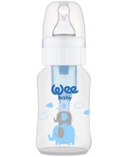 Бебешко шише Wee Baby Anti-Colic, 150 ml, бяло със слончета