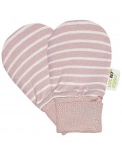 Бебешки ръкавички Bio Baby - от органичен памук, розово-бели райета -1