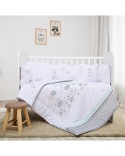 Бебешки спален комплект от 5 части Lorelli - С обиколник, бял -1