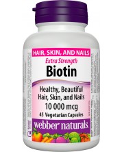 Biotin Extra Strength, 10 000 mcg, 45 капсули, Webber Naturals -1