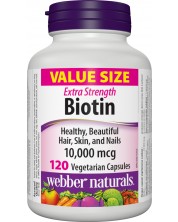 Biotin Extra Strength, 10 000 mcg, 120 капсули, Webber Naturals -1