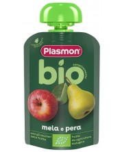 Био плодова закуска Plasmon - Пауч с ябълка и круша, 6 м+, 100 g  -1