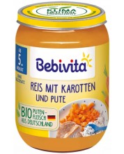 Био ястие Bebivita - Ориз с моркови и пуешко месо, 190 g -1