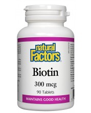 Biotin, 300 mcg, 90 таблетки, Natural Factors -1
