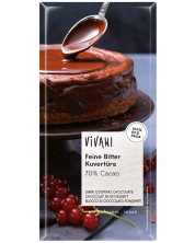 Био шоколадов кувертюр, натурален, 200 g, Vivani