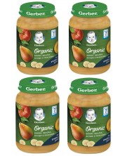 Био плодово пюре Nestle Gerber Organic - Банан, ябълка, круша, праскова, 4 х 190 g -1