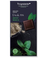 Био натурален шоколад с мента и мака, 70% какао, 70 g, Benjamissimo
