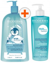 Bioderma ABC Derm Комплект - Измиващ гел и Мляко, 1000 + 500 ml -1