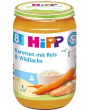 Био пюре Hipp - Моркови с ориз и дива сьомга, 220 g