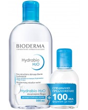 Bioderma Hydrabio Комплект - Мицеларна вода Н2О, 500 + 100 ml (Лимитирано) -1