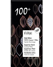 Био натурален шоколад с какаови зърна, 100% какао, 80 g, Vivani -1