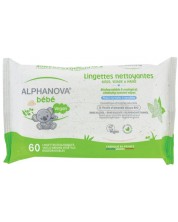Биоразградими почистващи кърпички Alphanova Bebe - 60 броя