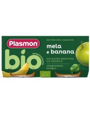 Био пюре Plasmon - Банан и ябълка, 6 м+, 2 х 80 g   -1