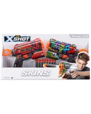 Бластери Zuru X Shot Skins - Flux, с 16 стрели, 2 броя, асортимент