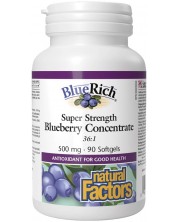 BlueRich Blueberry Concentrate, 500 mg, 90 софтгел капсули, Natural Factors