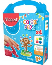 Бои за рисуване с пръсти Maped Color Peps - 4 цвята, 80 ml